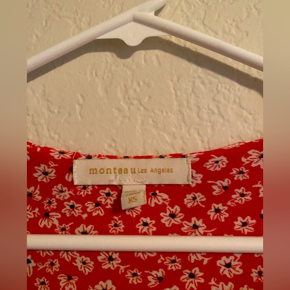 Red flower summer dress, Monteau brand size xtra small. Lightly worn - Picture 2 of 2